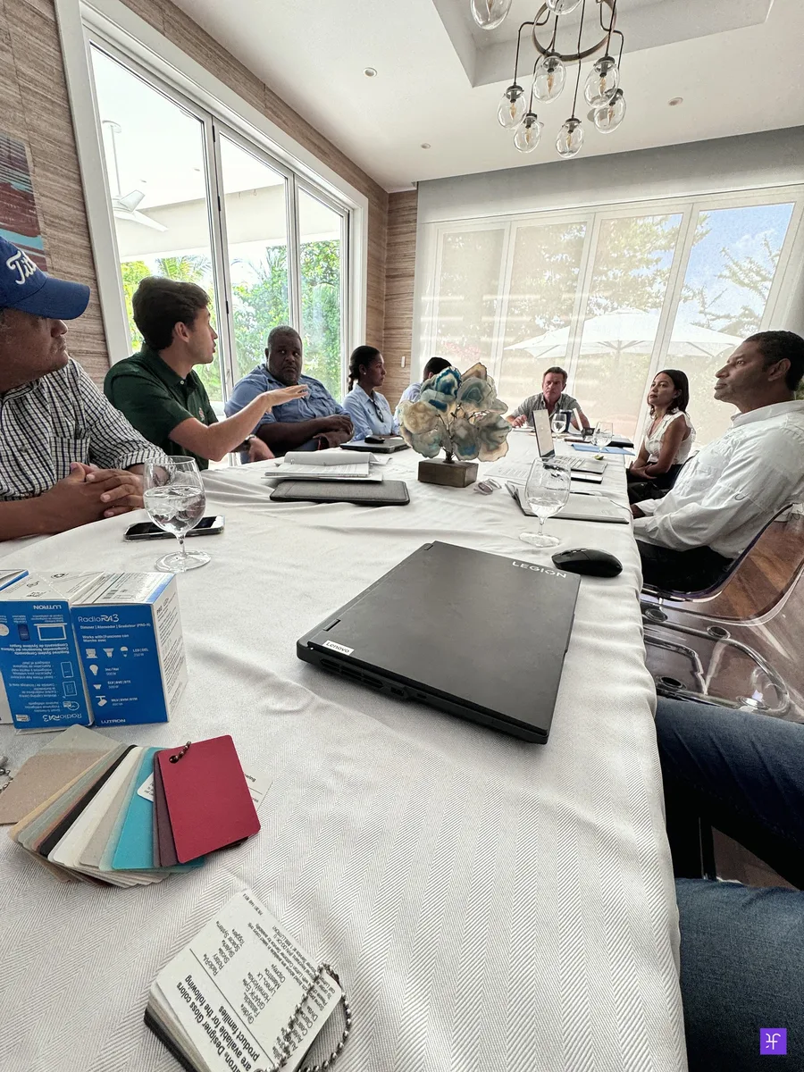 Discovery consultation around a meeting table