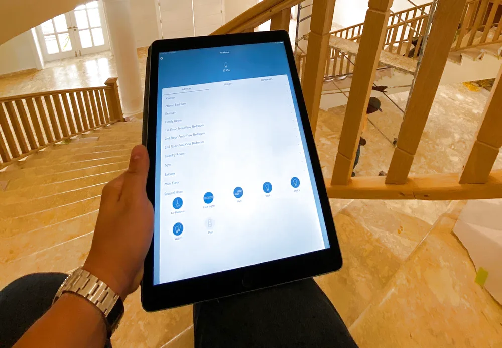 Tablet running the home-control interface on site