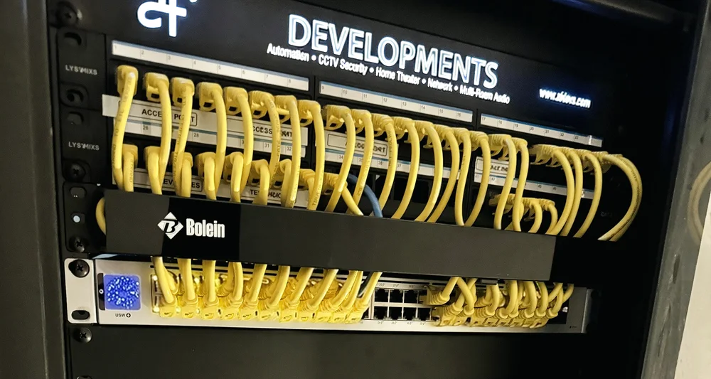 AF DEVS network rack with patch panel and switch