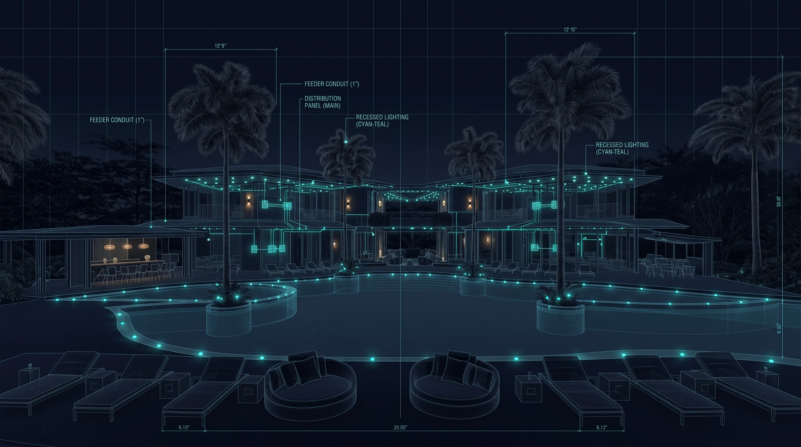 Corales 39 — X-ray view of the automation and lighting layout